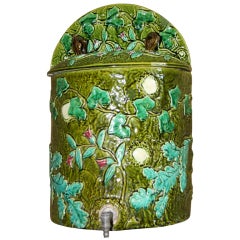 Antique Continental Majolica Demilune Cistern and Cover SATURDAY SALE
