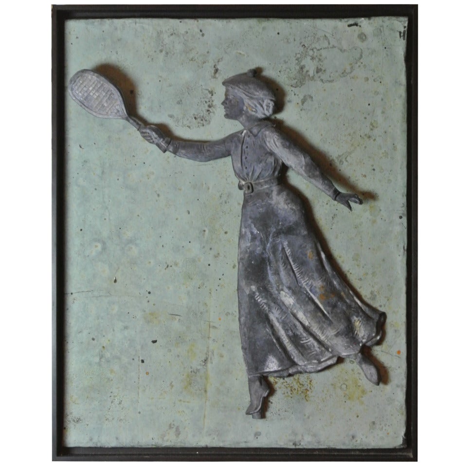 Mounted Antique Tennis Player Weathervane For Sale