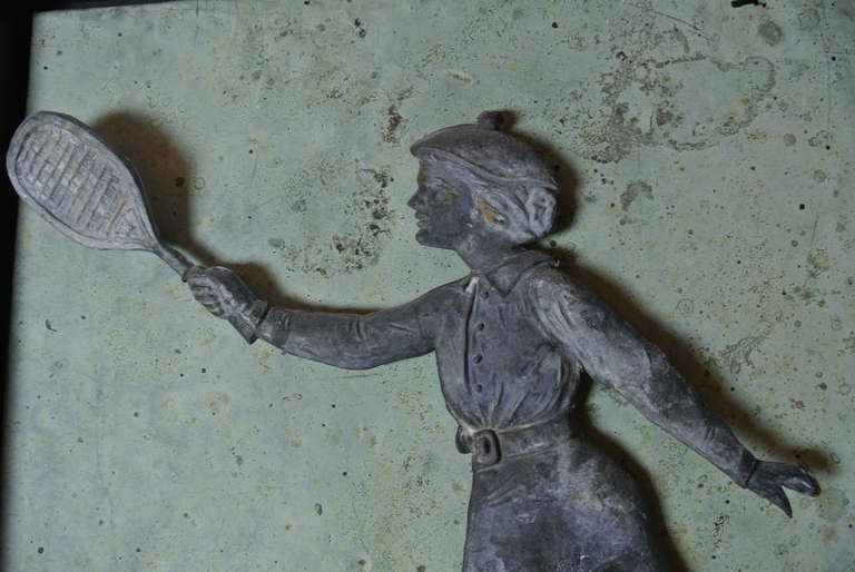 Mounted Antique Tennis Player Weathervane In Excellent Condition For Sale In West Palm beach, FL