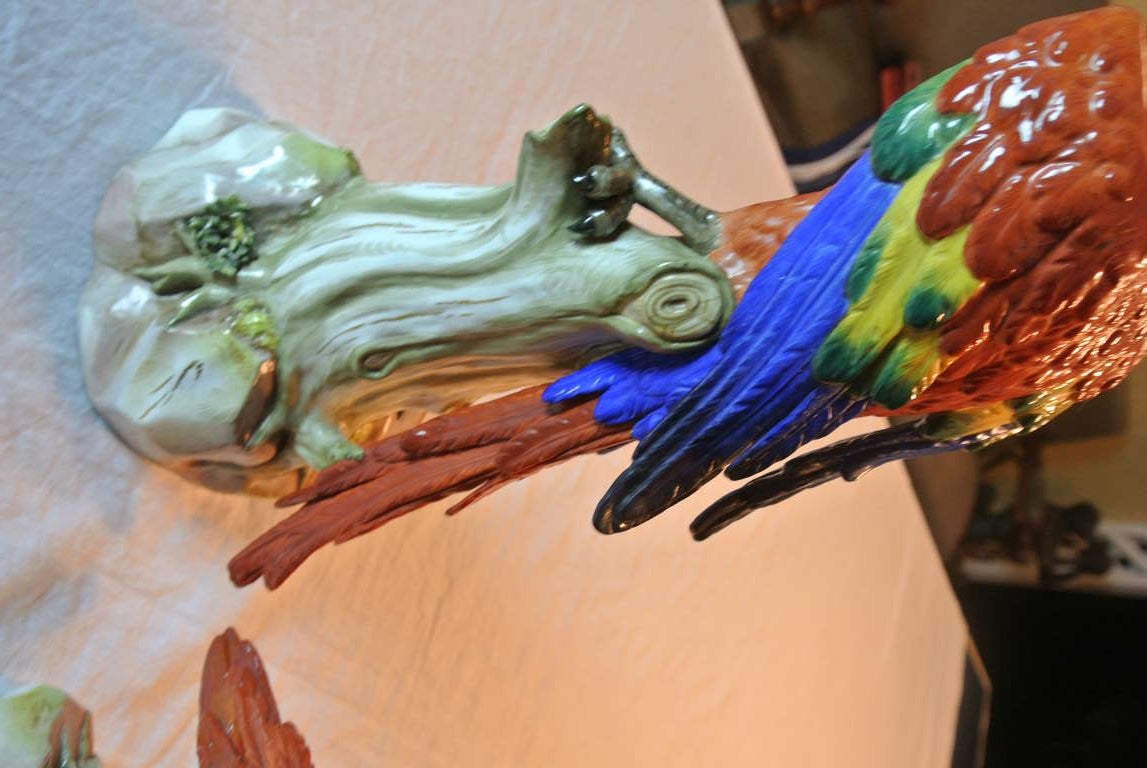 Pair of Meissen Parrots In Excellent Condition For Sale In West Palm beach, FL
