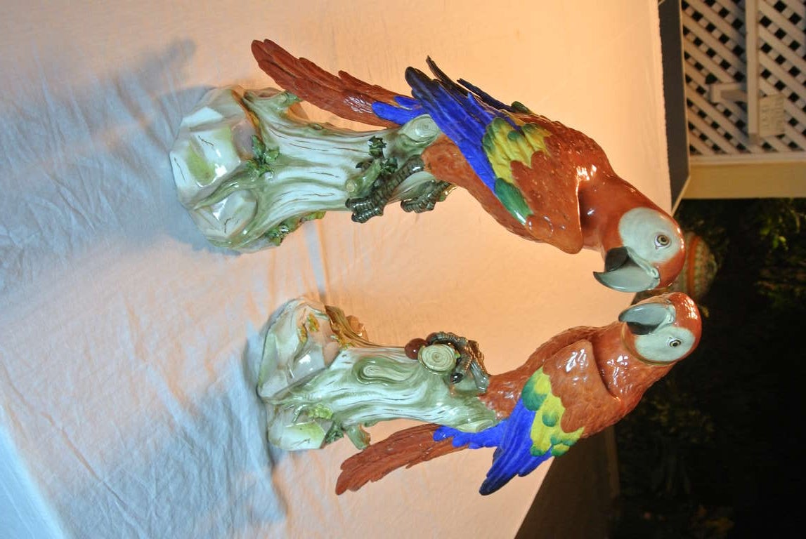 Pair of Meissen Parrots For Sale 1