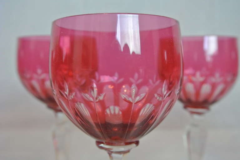 Unknown Cranberry Glass Stemware For Sale
