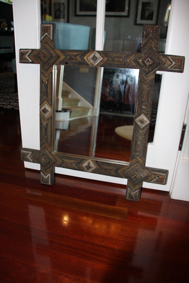 Tramp Art Frame with Mirror SATURDAY SALE