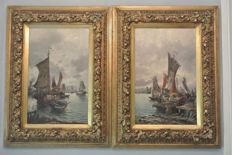 W. Buttler Pair of Nautical oil Paintings