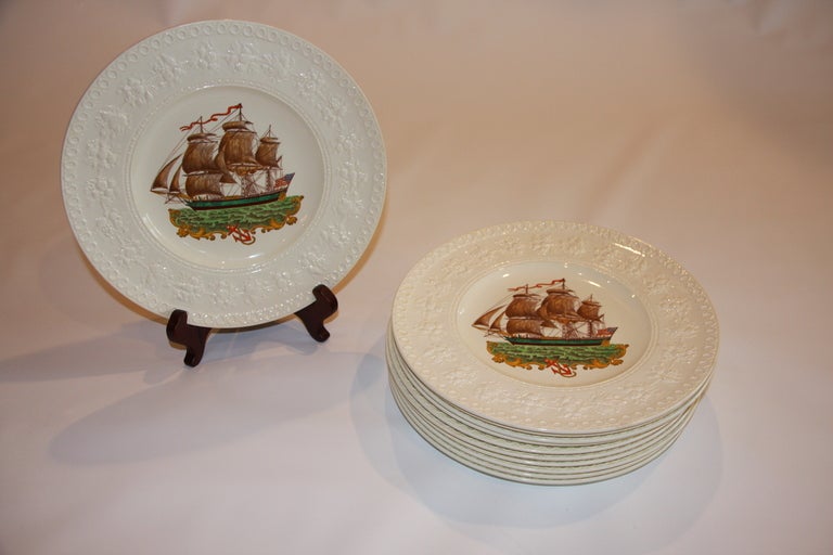 Set of Twelve Wedgwood Brown-Printed Dinner Plates