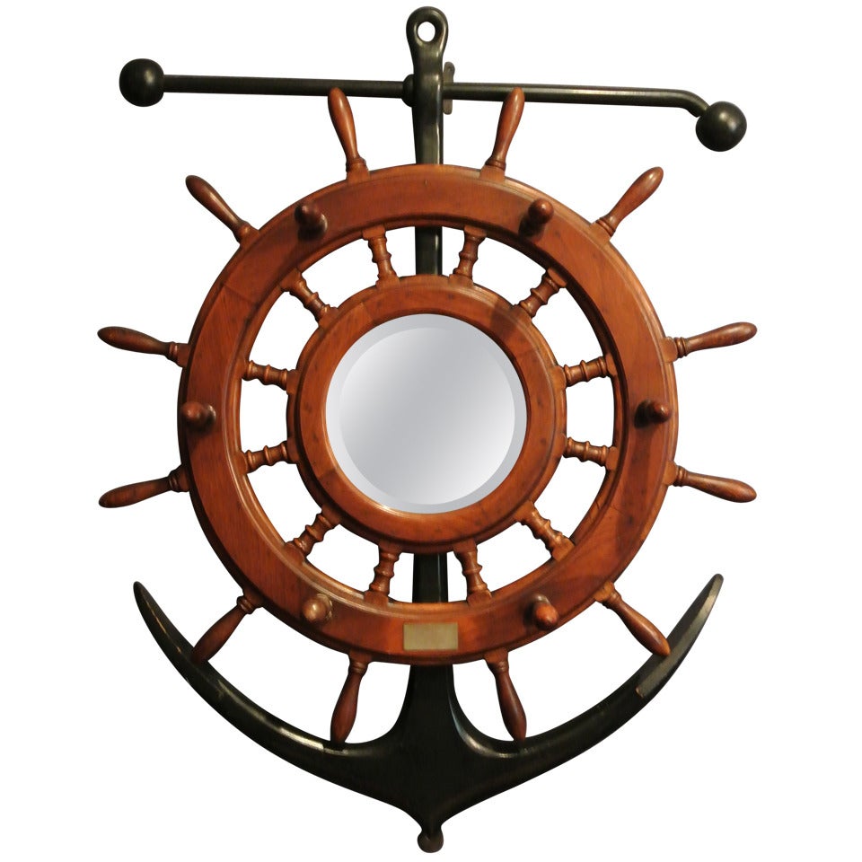 Antique Ship's Wheel Mirror SATURDAY SALE For Sale