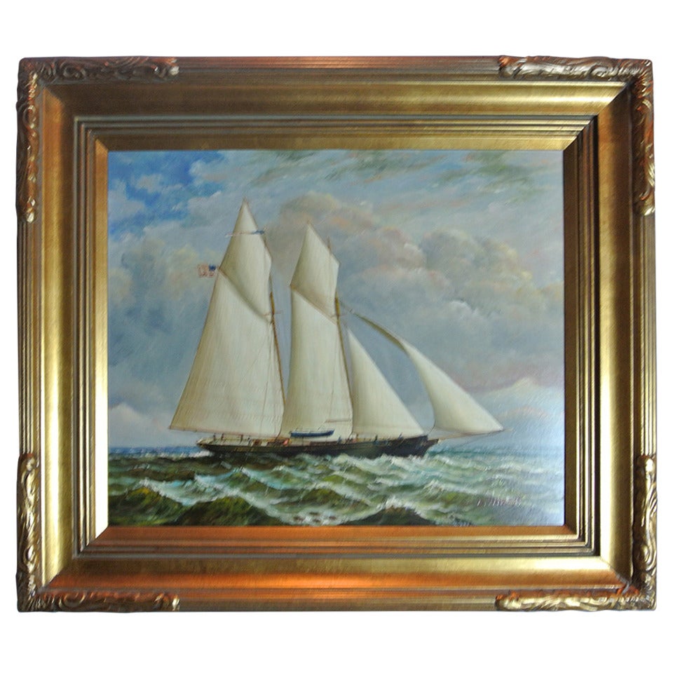 Nautical Oil on Canvas by D. Taylor SATURDAY SALE For Sale