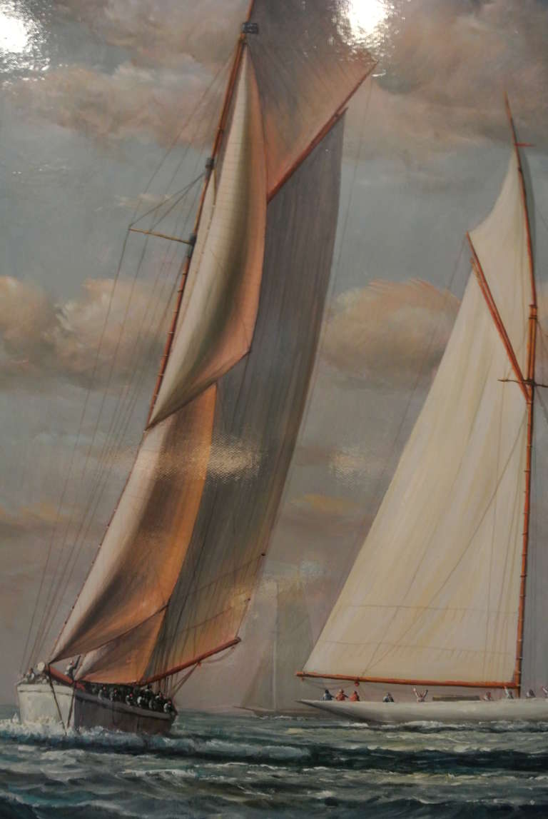 American Craftsman Nautical Oil on Canvas. by D. Tayler SATURDAY SALE For Sale