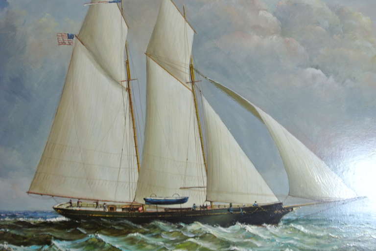 American Craftsman Nautical Oil on Canvas by D. Taylor SATURDAY SALE For Sale