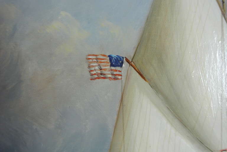 American Nautical Oil on Canvas by D. Taylor SATURDAY SALE For Sale