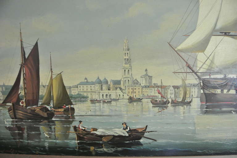 Nautical Oil on Canvas SATURDAY SALE In Excellent Condition For Sale In West Palm beach, FL