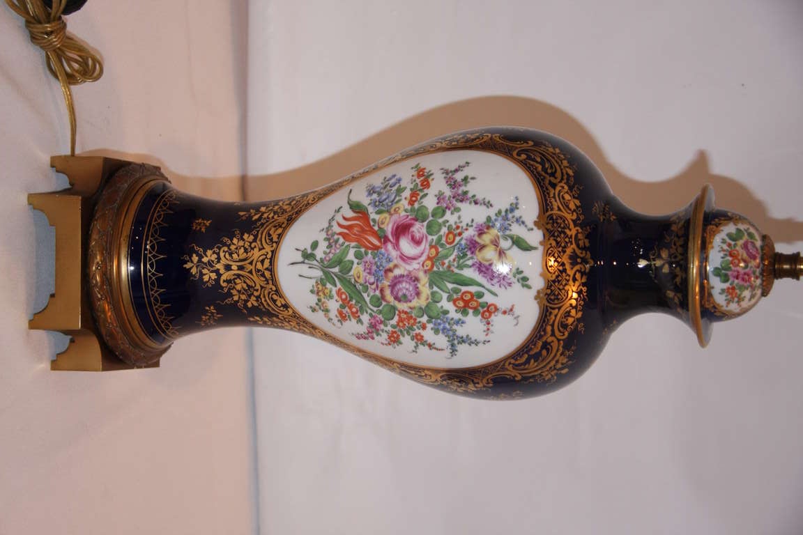 Fine Porcelain Lamp of Mounted English Urn