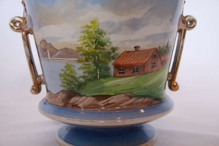 Glazed Ice Bucket with Nature Scene SATURDAY SALE For Sale