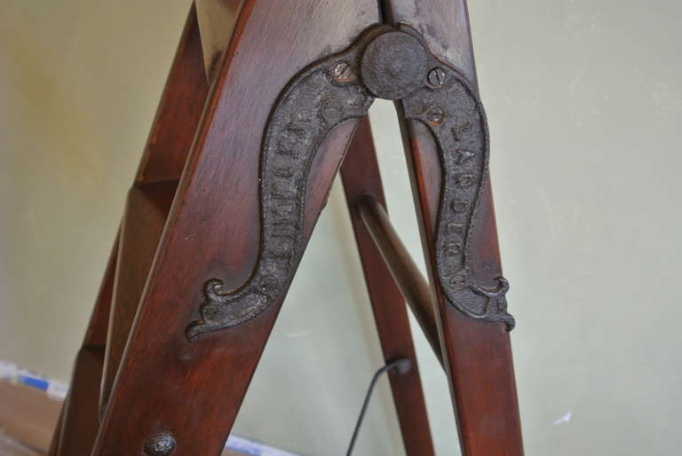 Edwardian Antique Mahogany Simplex Library Ladder For Sale