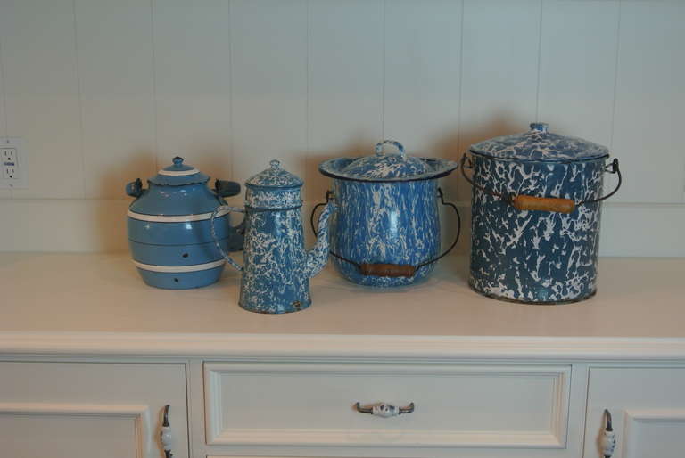 Group of Four Blue Tin Ware SATURDAY SALE