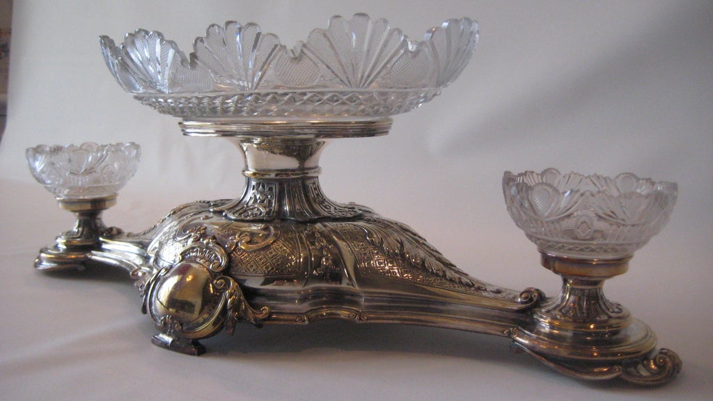 19th Century Elkington & Co. Crystal Epergne SATURDAY SALE For Sale