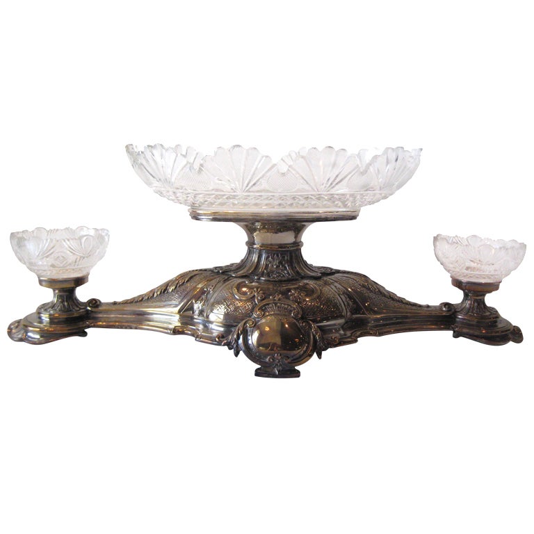 Elkington & Co. Crystal Epergne SATURDAY SALE For Sale