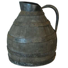 Antique Wood and Iron Pitcher