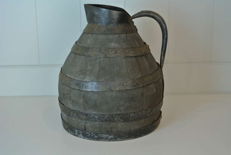 American Antique Wood and Iron Pitcher For Sale