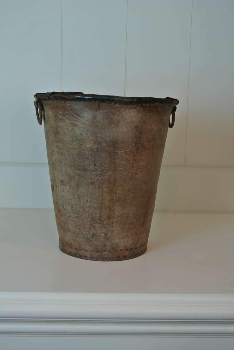 Edwardian Antique Leather Fire Bucket For Sale