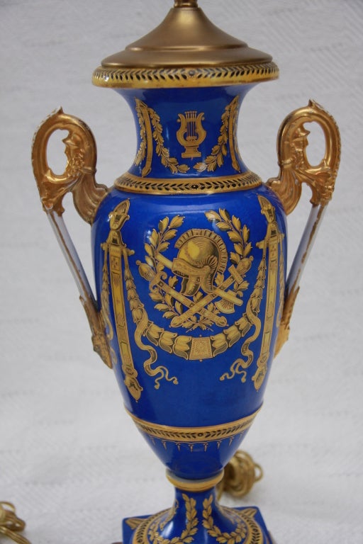 Pair of 1820s English Porcelain Lamps SATURDAY SALE