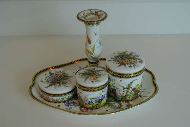 Victorian Porcelain Dresser Set For Sale