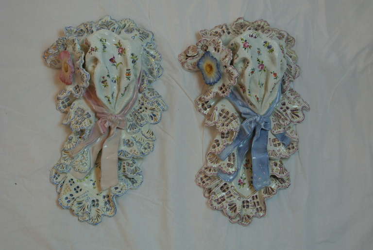 Set of Flowered Wall Vases