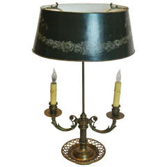 Antique Tole Painted Candlestick Lamp