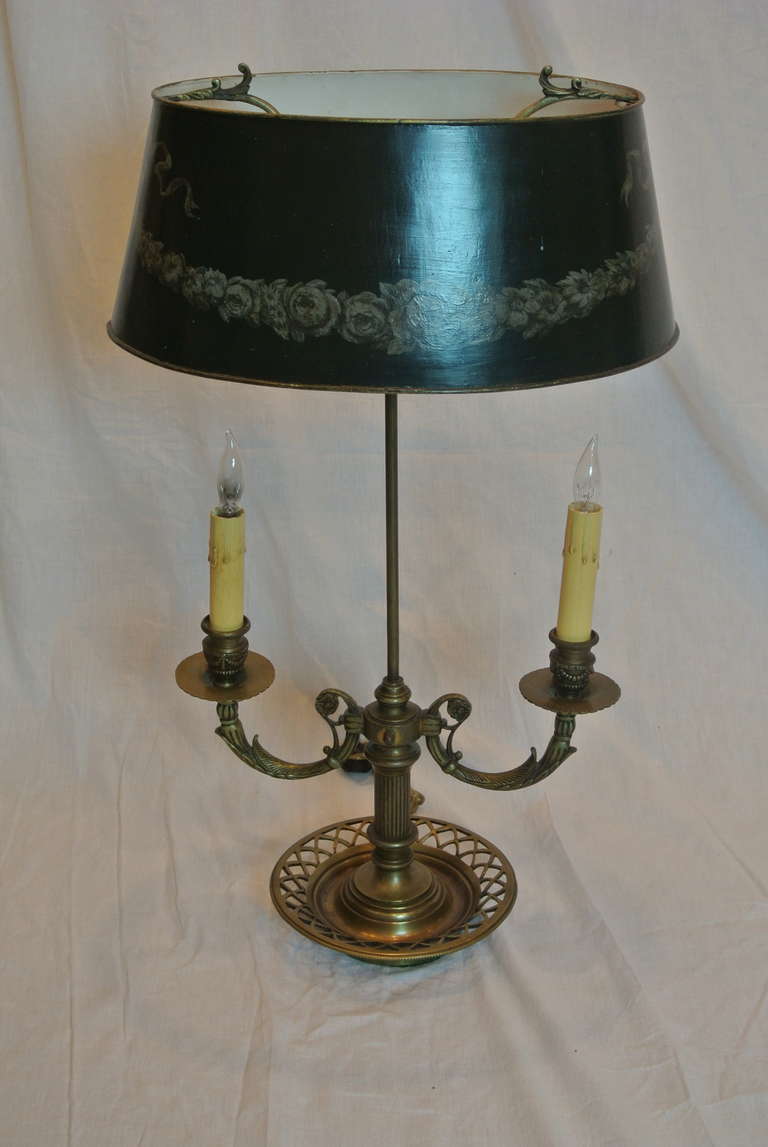 Tole Painted Candlestick Lamp