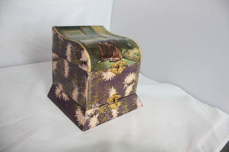 Victorian Antique Decoupage Lidded Box SATURDAY SALE For Sale