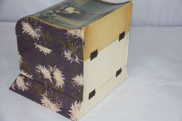 Unknown Antique Decoupage Lidded Box SATURDAY SALE For Sale