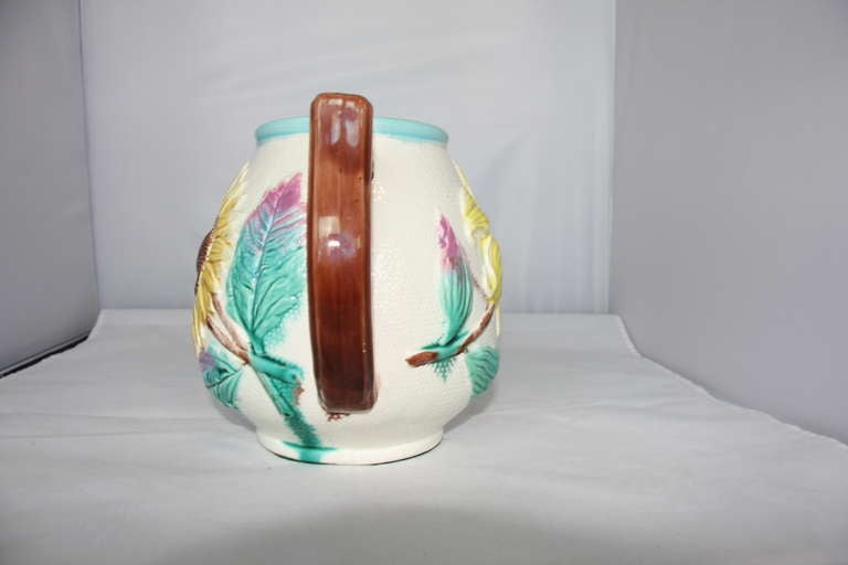 English Antique Majolica Sunflower Pitcher SATURDAY SALE For Sale