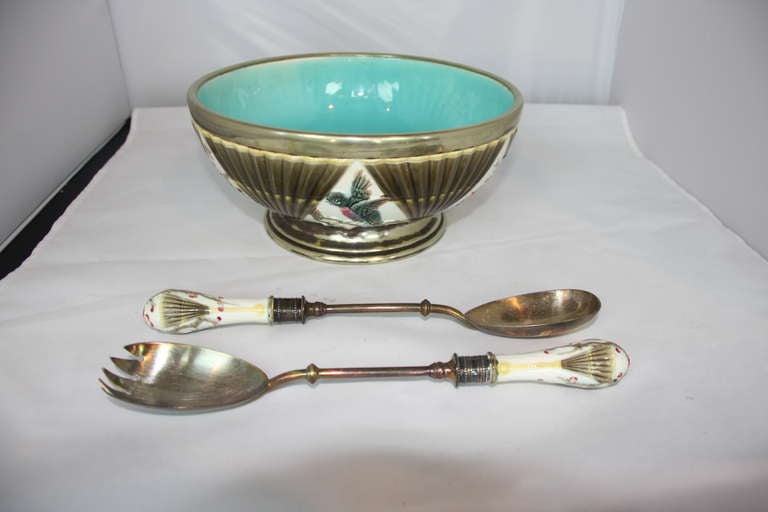 Antique Serving Bowl with Matching Utensils SATURDAY SALE