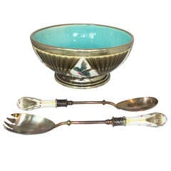 Antique Serving Bowl with Matching Utensils SATURDAY SALE