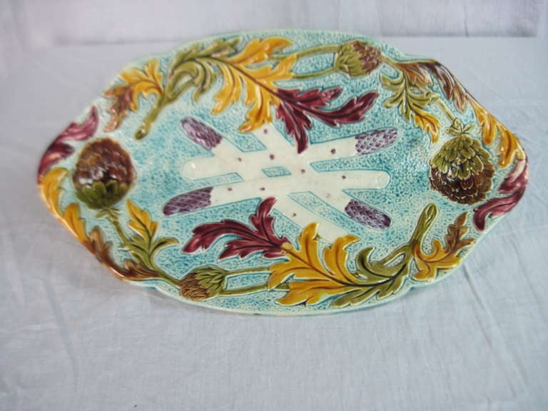 Antique Majolica Asparagus Dish SATURDAY SALE