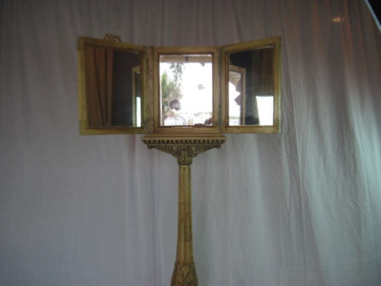 French Victorian Standing Tri-Fold Mirror  SATURDAY SALE For Sale