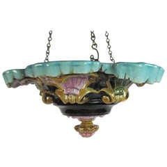 Antique Majolica Hanging Light