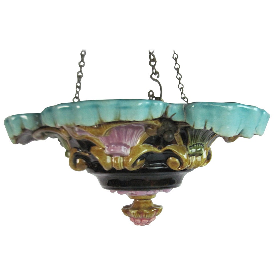 Majolica Hanging Light For Sale