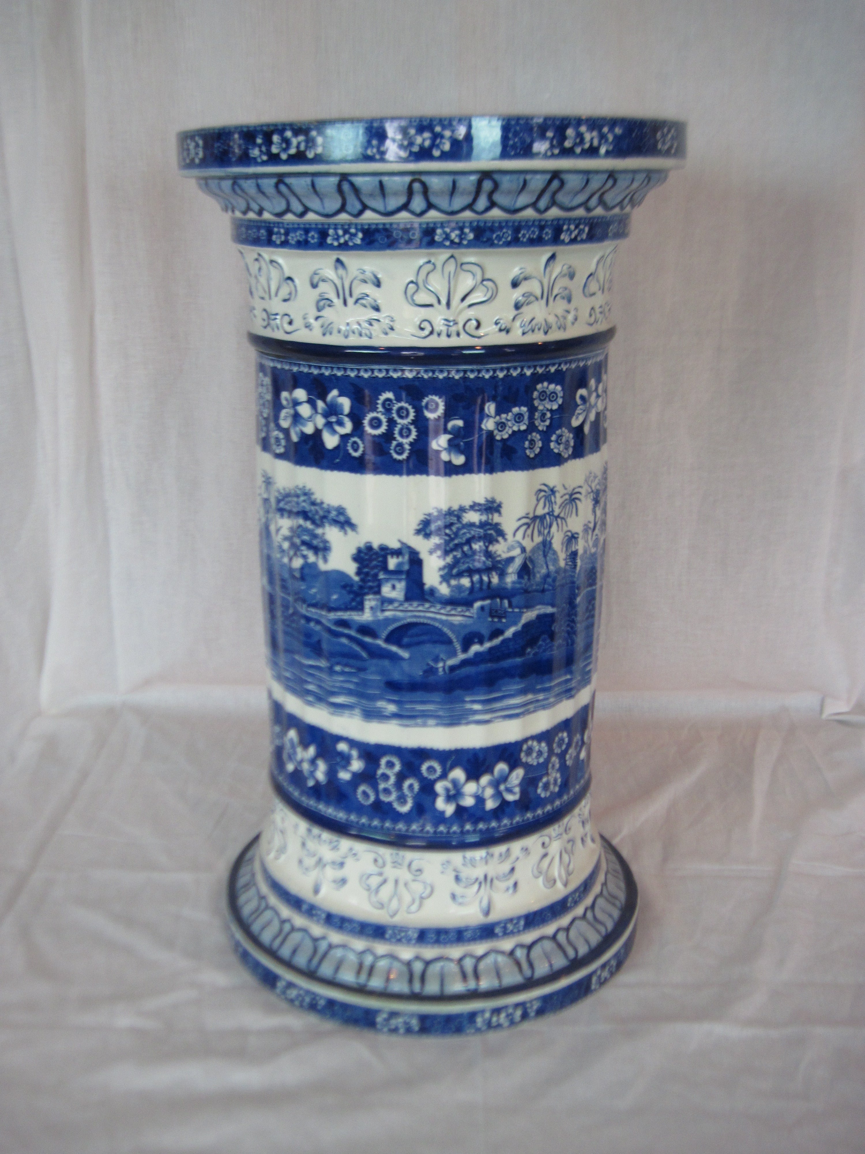 Spode Antique Delft Blue Garden Stool SATURDAY SALE For Sale