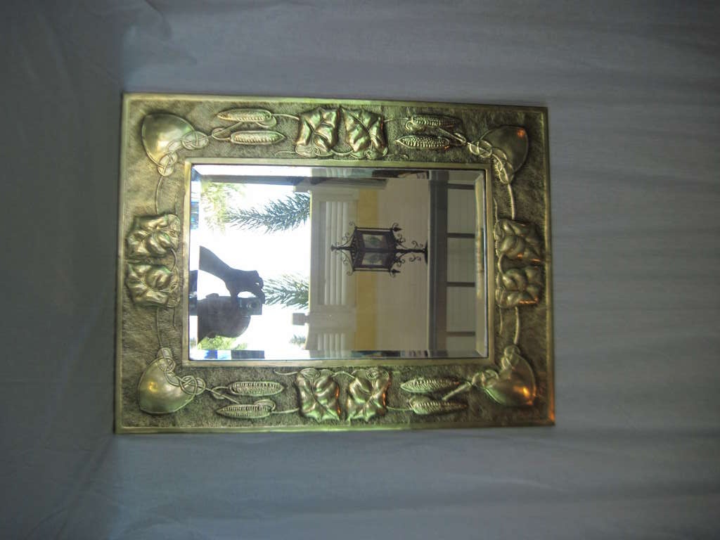 Art Nouveau Brass Mirror SATURDAY SALE