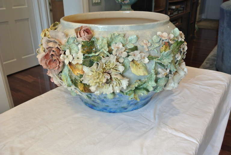 Monumental Majolica Cachepot