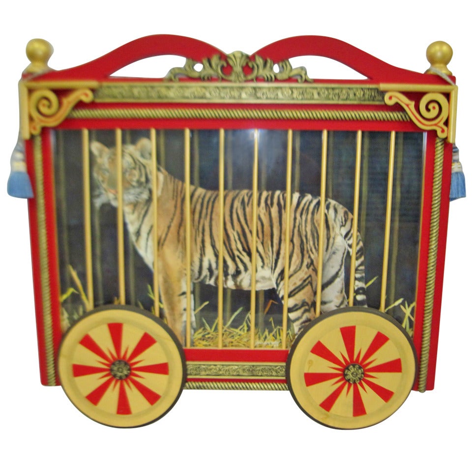 Circus Wagon Lion Painting (Karen Kirk Shields) SATURDAY SALE For Sale