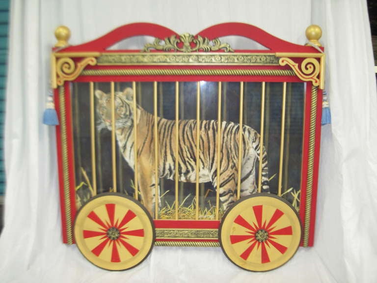 American Craftsman Circus Wagon Lion Painting (Karen Kirk Shields) SATURDAY SALE For Sale