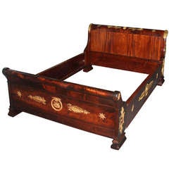 Antique Regency Neoclassic Mahogany and Dore Bed