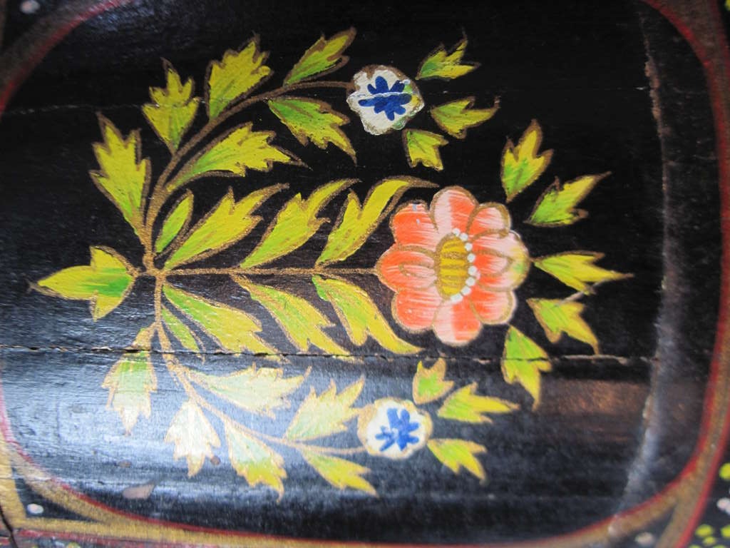 19th Century Antique Swiss Tole Painted Waste Basket  SATURDAY SALE For Sale