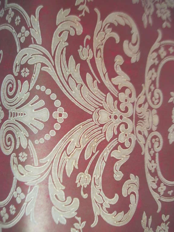 French Antique Block Printed Damask Wallpaper SATURDAY SALE For Sale