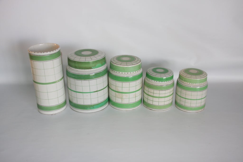 Porcelain Collection of English Cottage Green Decorated Kitchen Pordelain For Sale