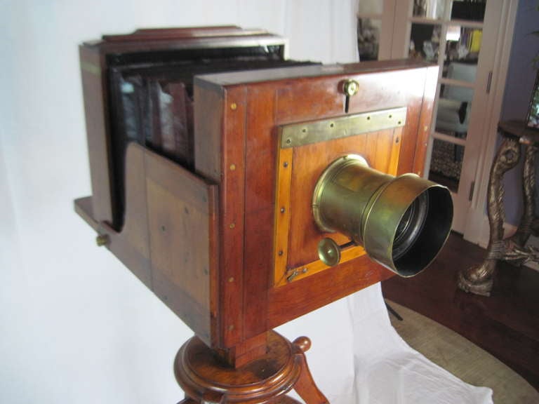 English Antique Wood and Brass Camera by W. Morely, London SATURDAY SALE For Sale