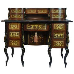 Antique Fine Inlaid Ivory & Rosewood Writing Table  c.1860 SATURDAY SALE