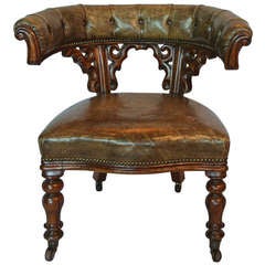 Victorian Tufted Leather and Mahogany Armchair  SATURDAY SALE